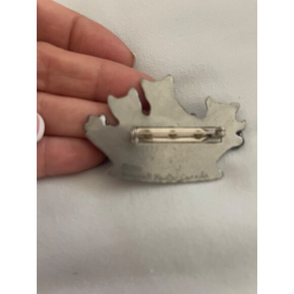 Seagull Pewter Canada Vintage Womens Basket Brooch Signed 1987 Cats - Picture 5 of 6